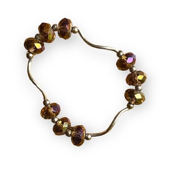 Wavy AB Beaded Stretch Bracelet - Picture 1 of 10